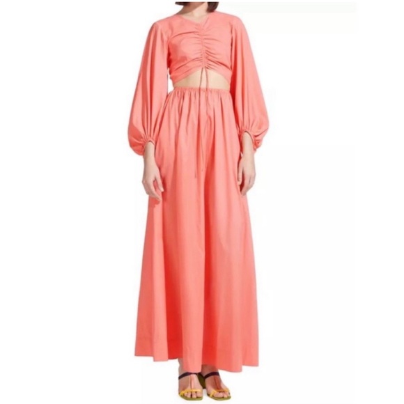 STAUD Tangier Ruched Front Maxi Dress S - Picture 2 of 13